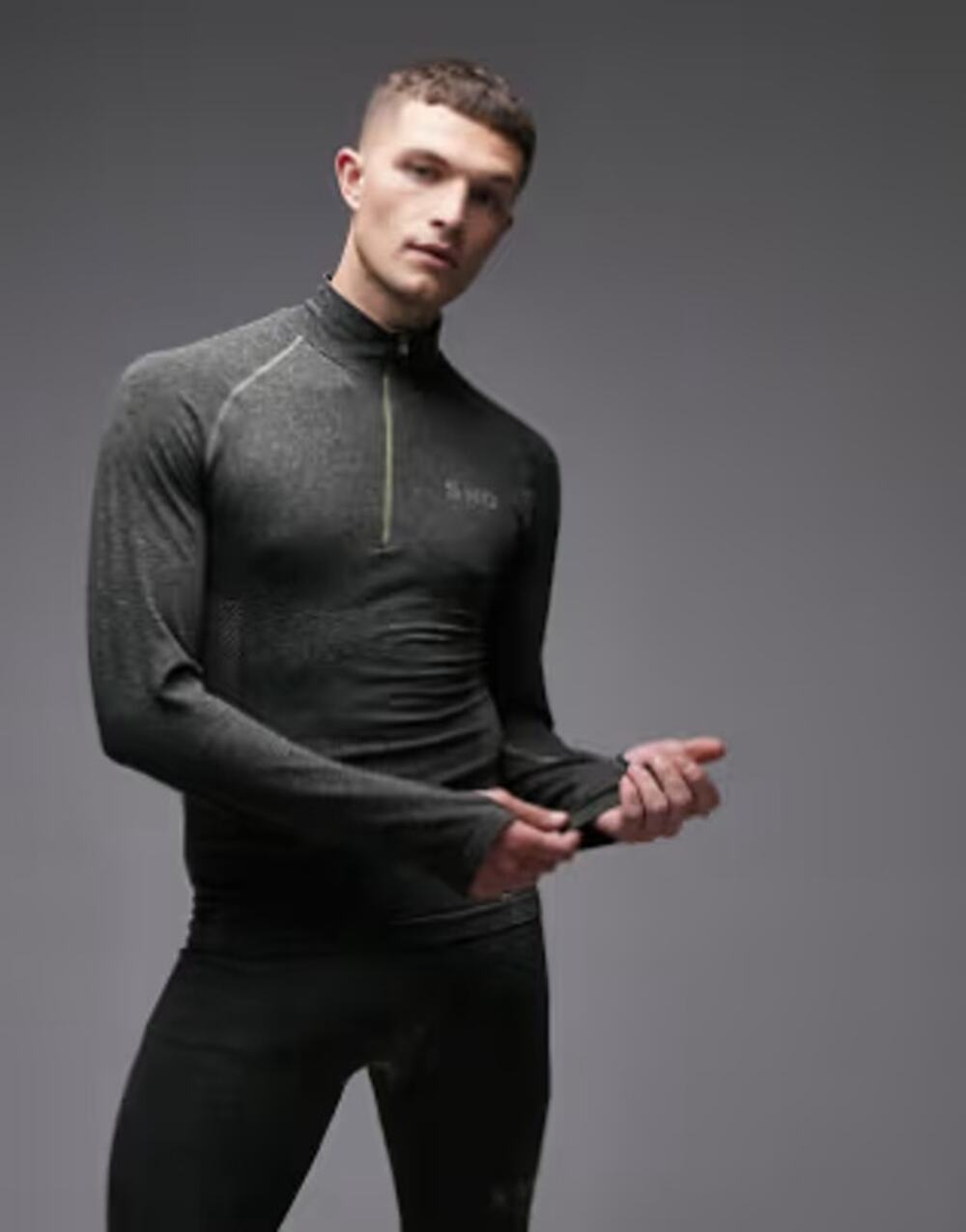 New ~ TOPSHOP SNO Men's Gray Long Sleeve Seamless Ski Base Layer Top Size L/XL